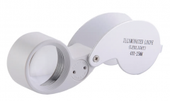 Juwelierlupe - 40 fach - Durchmesser 25 mm, faltbar, mit LED-Beleuchtung